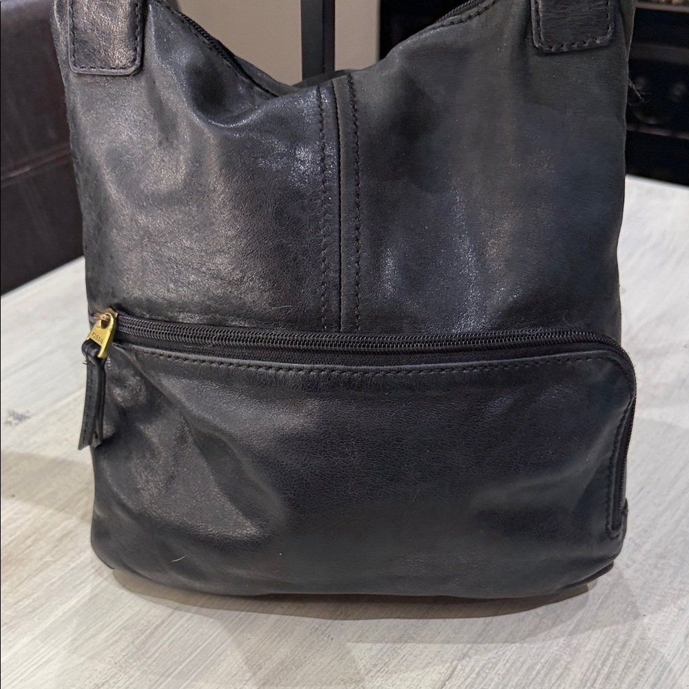 Vintage Fossil Black Leather Crossbody Bag - Picture 9 of 15